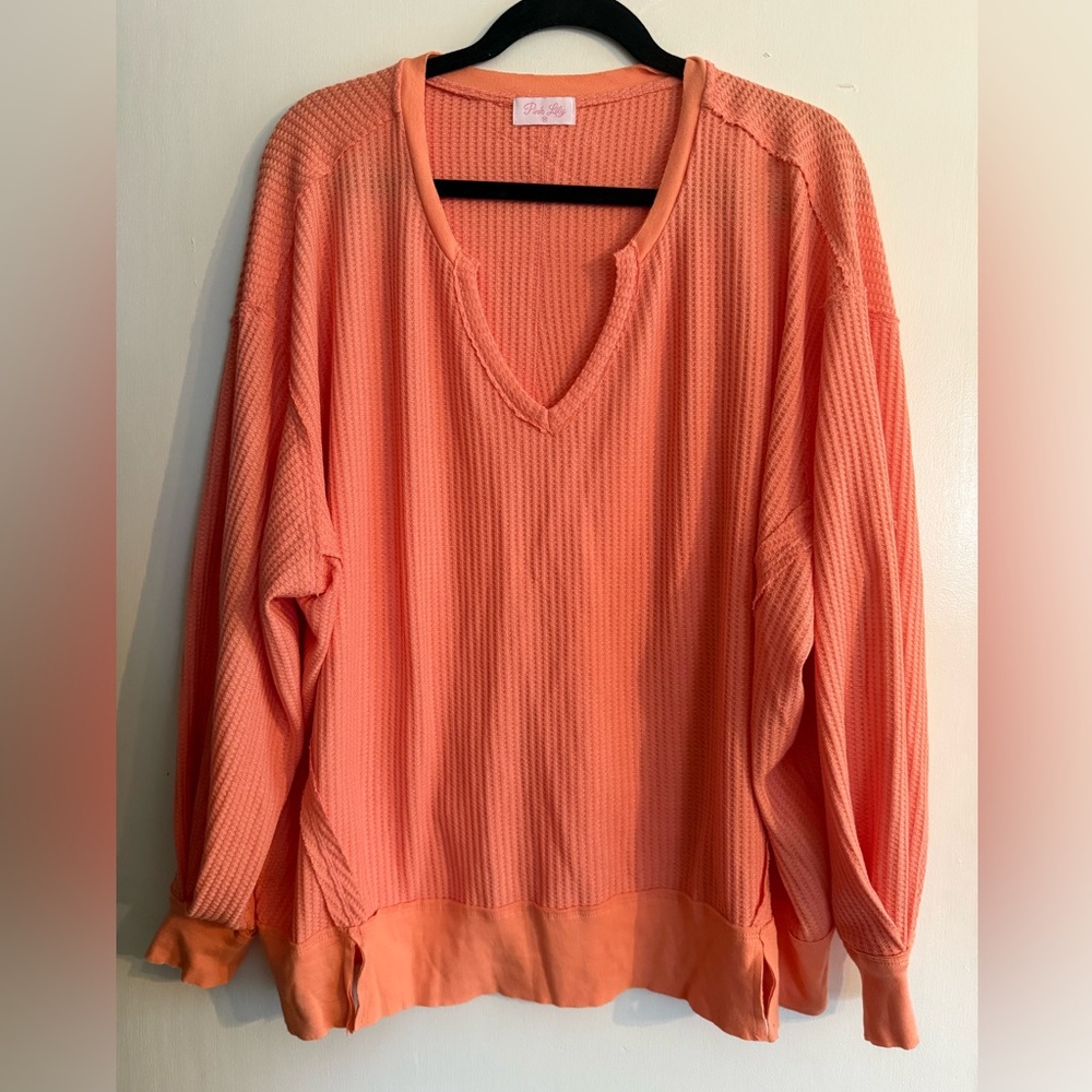 Pink Lily Coral Knit Sweater